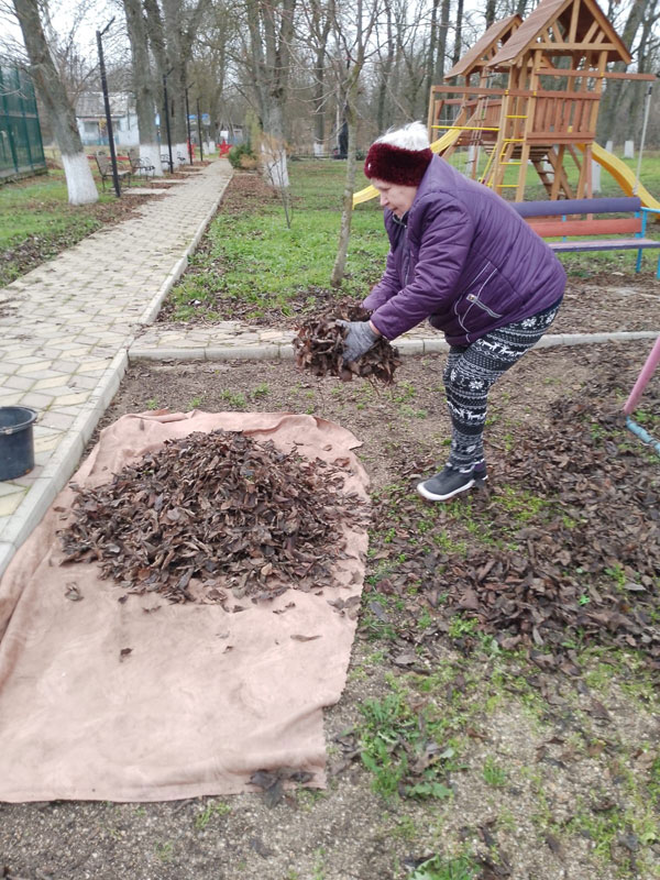 уборка сухой листвы